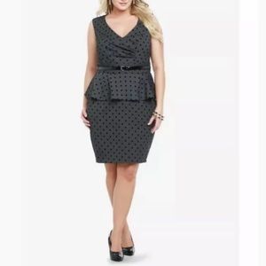 Torrid Gray Polka Dot Peplum Dress Size 18 (D9)